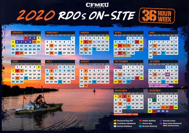 Nypd Rdo Calendar 2022 The 2020 Rdo Calendar Is Out Now! | Cfmeu Victoria & Tasmania
