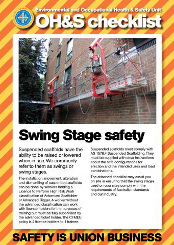 Swing stage safety CFMEU Victoria Tasmania