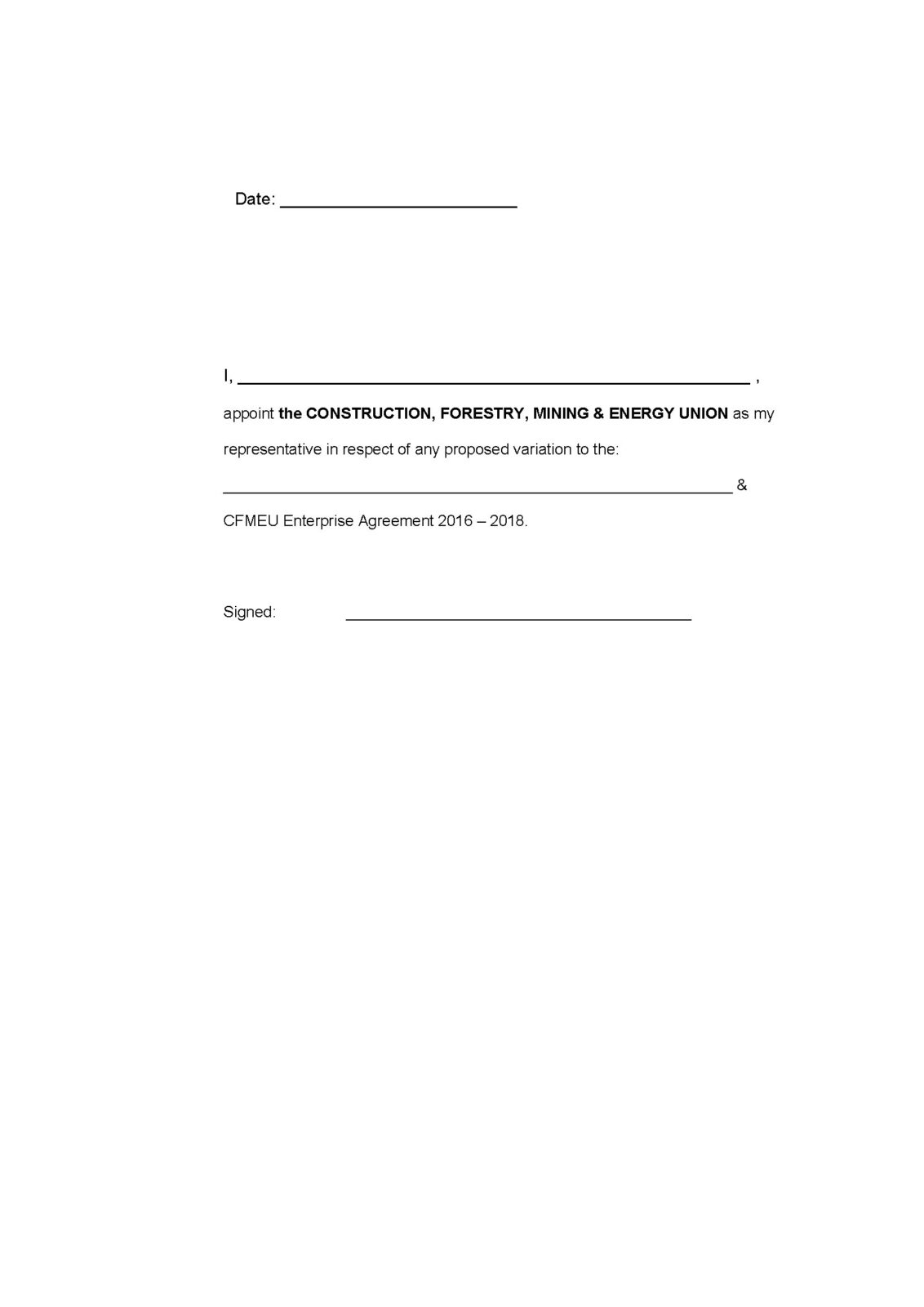 CFMEU Representative Notice VARIATION | CFMEU VIC & TAS