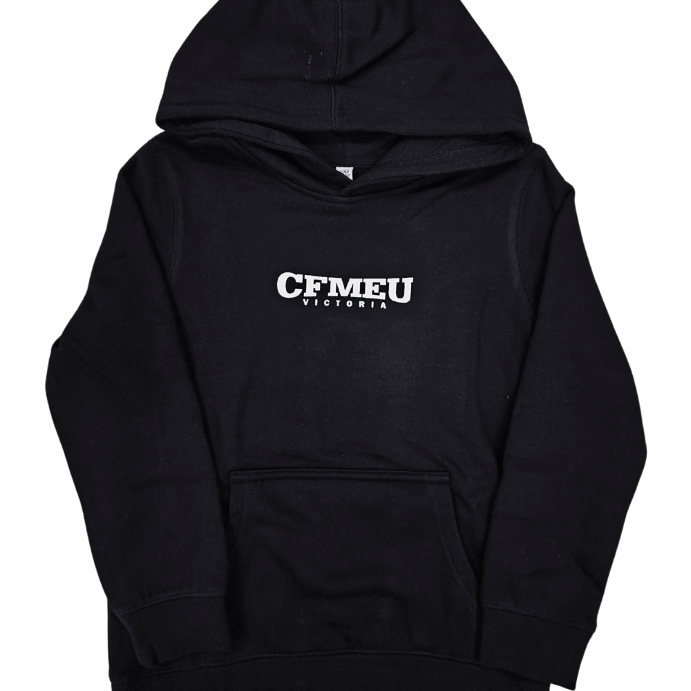 Kids CFMEU Signature Logo Hoodie - Black (AS Colour)