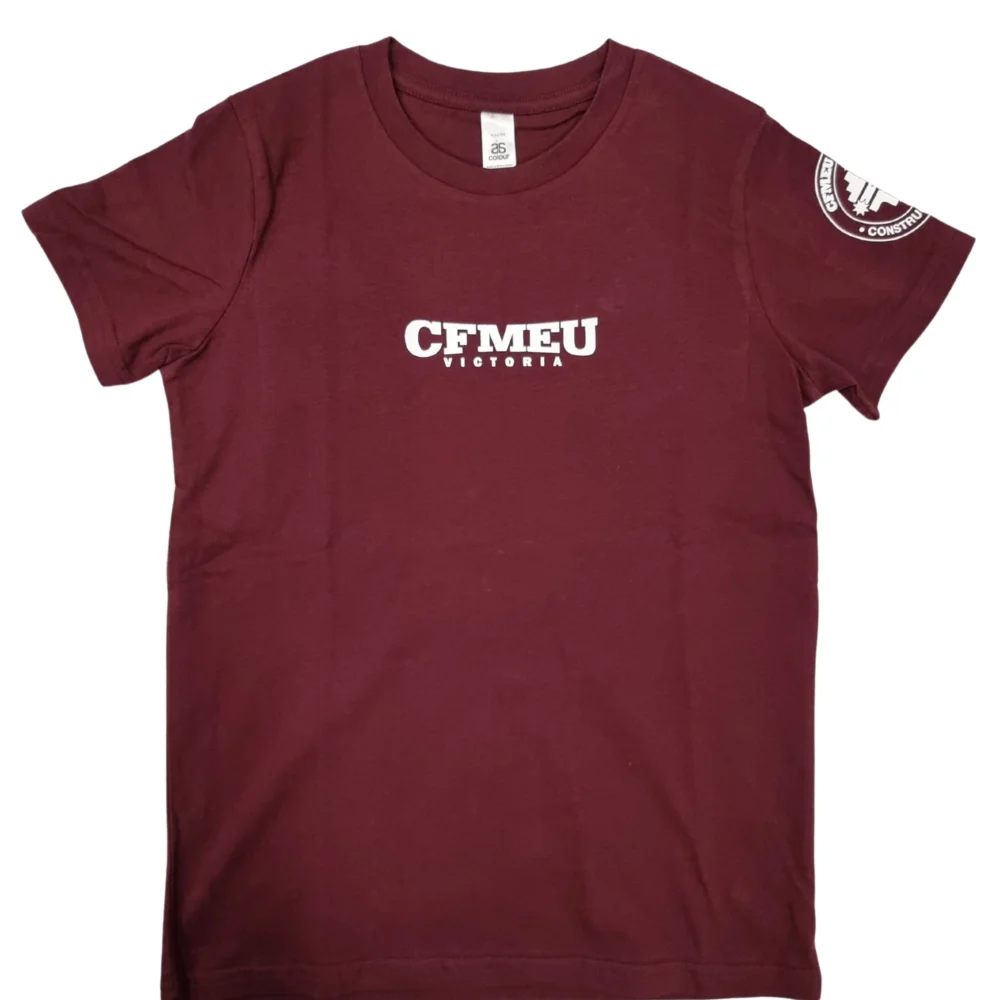 CFMEU Signature Logo Kids Tee - Burgundy
