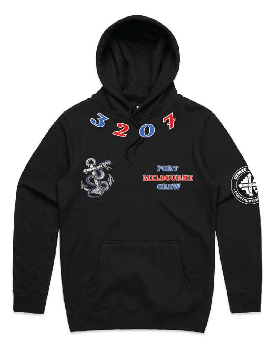 RE RUN! Pre Order - GLM2 Port Melbourne Crew Black Hoodie (Please Read description Before Ordering)