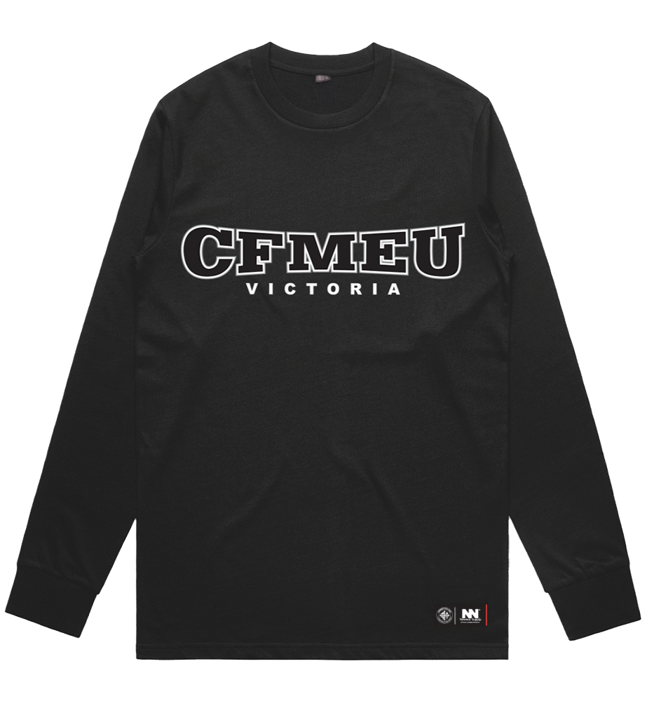 CFMEU Signature Logo Black LS Tee - NoWear Supply